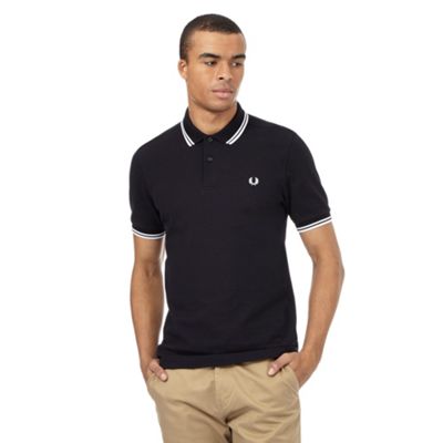 Fred Perry Big and tall black textured polo shirt